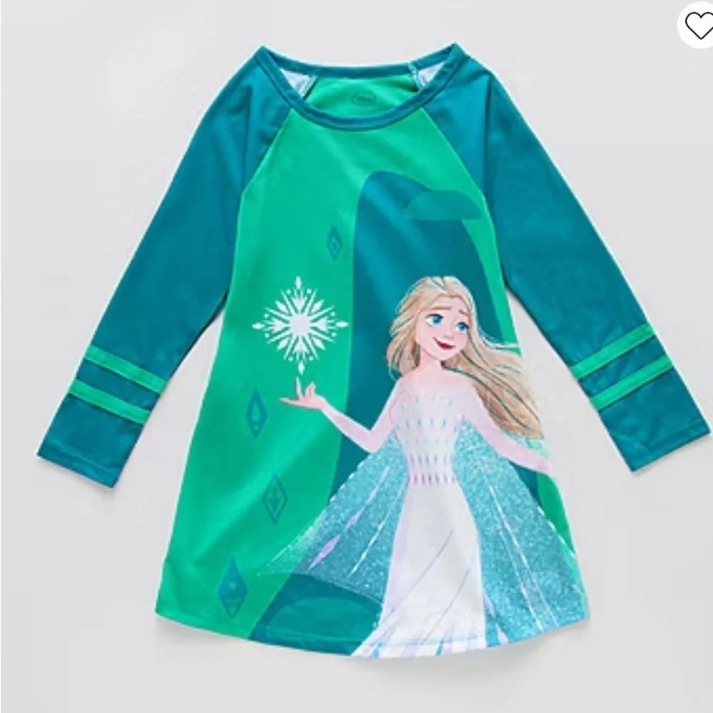 Disney Collection Long Sleeve Elsa Frozen Crew Neck Nightshirt gown size 5/6 - Picture 1 of 7